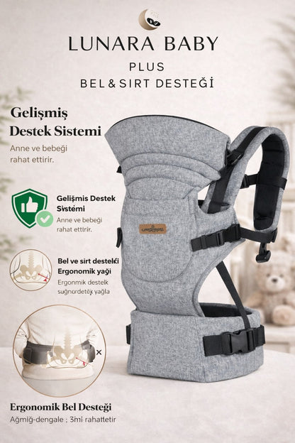 LUNARA BABY-Ergonomik Bebek Kangurusu(Keten Gri)