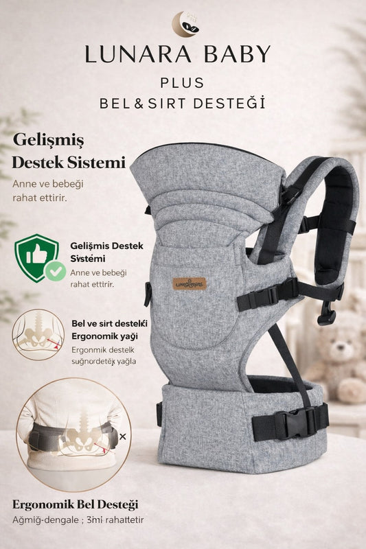 LUNARA BABY-Ergonomik Bebek Kangurusu(Keten Gri)