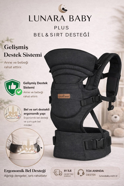 LUNARA BABY-Ergonomik Bebek Kangurusu(Keten Gri)